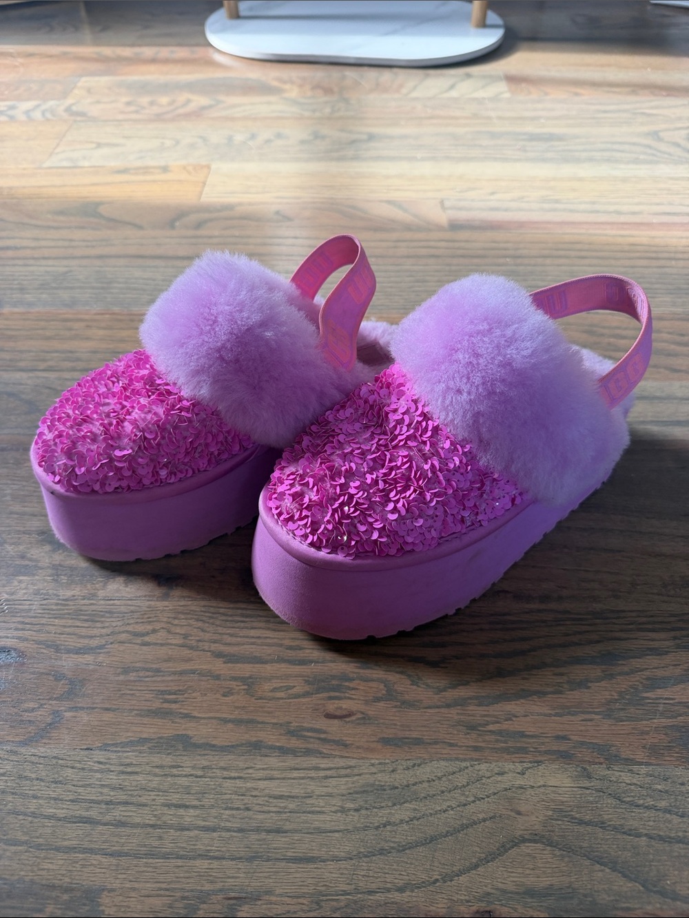 UGG Women's Funkette Chunky Sequin slippers in the "Echinacea" (pink) - Picture 2 of 6